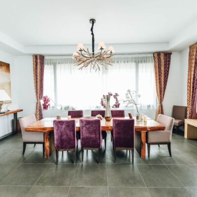 Brown Wooden Dining Set in Dining Room